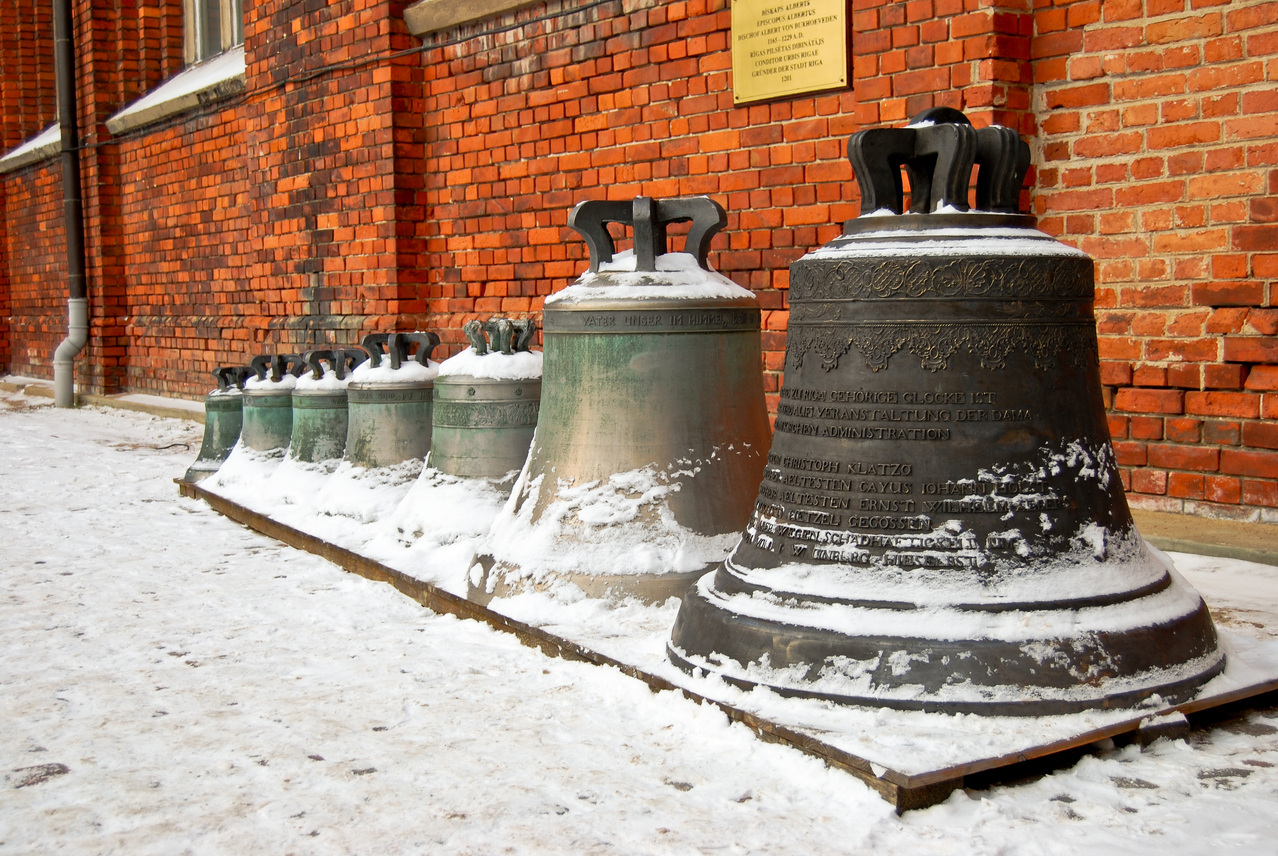 Bells outside a Latvian church (image from freeimages.com)